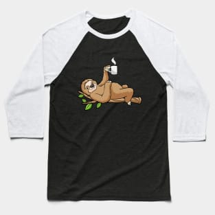 Sloth on tree with mug of coffee Baseball T-Shirt